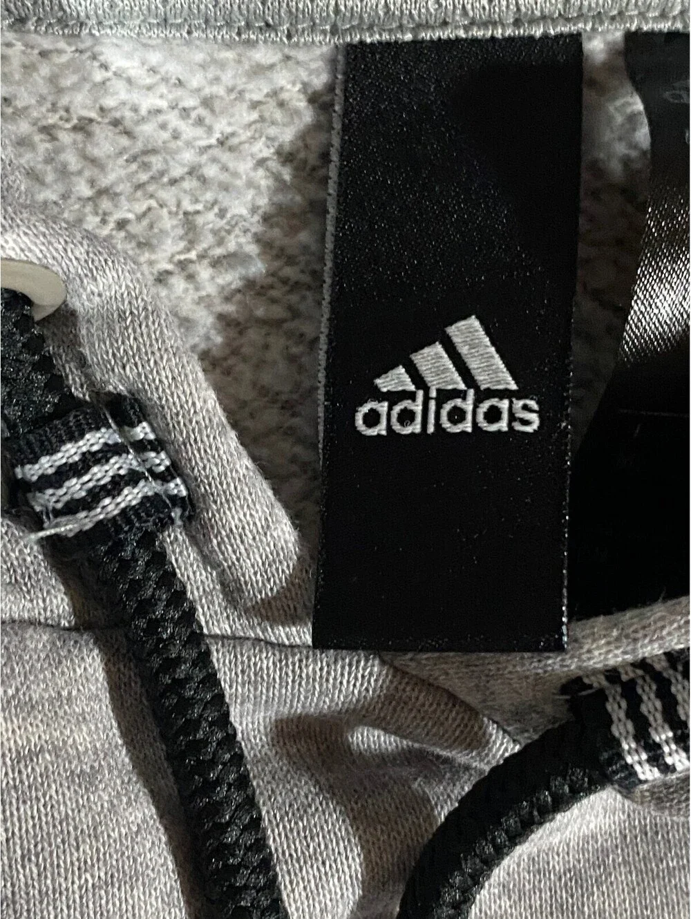 Adidas Hoodie Mens M Gray Black Colorblock Big Logo Pullover Sweatshirt